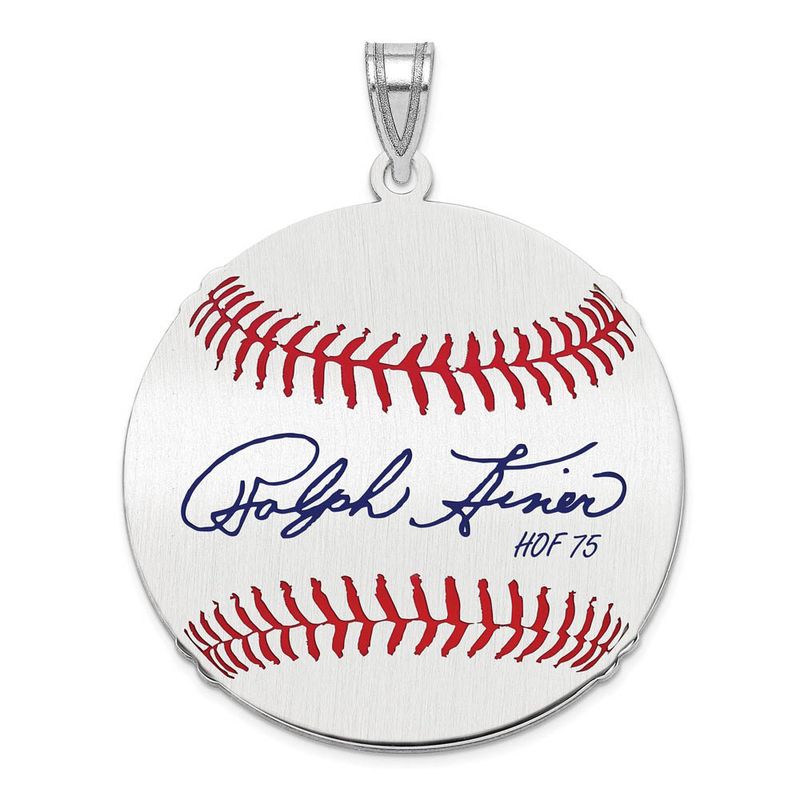 Sterling Silver Ralph Kiner Signature Lg Enamel Baseball Pendant